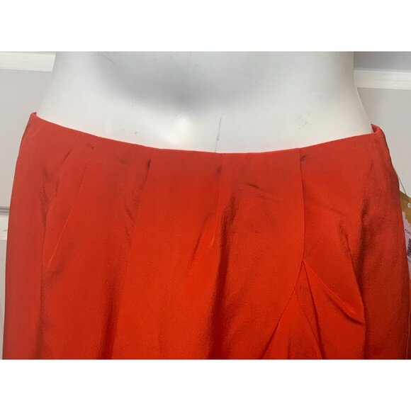 Tibi Red 100% Silk Mini Skirt W/ Shorts Skort, Size 4 - Picture 2 of 6